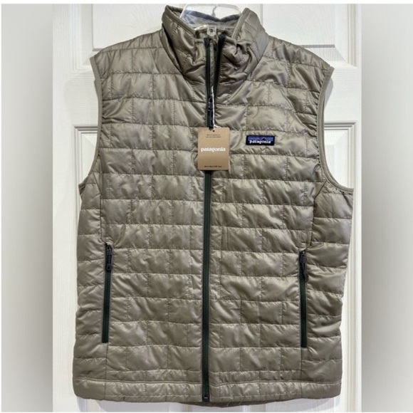 Patagonia Men's Large Nano Puff Insulated Vest Seabird Grey Tan